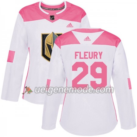 Dame Eishockey Vegas Golden Knights Trikot Marc-Andre Fleury 29 Adidas 2017-2018 Weiß Pink Fashion Authentic